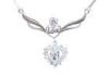 Double Heart White Zircon 925 Sterling Silver Necklace Chain For Anniversary Love Gift