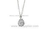 Clear Crystal CZ 925 Sterling Silver Necklace Chain Jewelry In Teardrop Shape