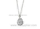 Clear Crystal CZ 925 Sterling Silver Necklace Chain Jewelry In Teardrop Shape