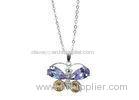 Unique Jewelry Purple Gold Plated 925 Sterling Silver Butterfly Necklace Pendants