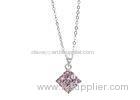 Square Chessboard Engraved 925 Sterling Silver Chain Necklace With Pendant