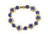 Charm Link 925 Sterling Silver Bangle Bracelets Blue Ziron And Crystal Gold Jewellery