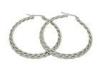 Mens Curb Cuban Link 304 Stainless Steel Earring Hoops With Silver Plated