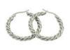 Large 35mm Full Round Twist Wire Circle Mens Silver Hoop Earrings Stainless Steel