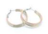 40mm Three Tone Stainless Steel Earrings Hoops , Silver / Pink Gold Plated
