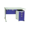 Luoyang steel office furniture computer desk, desktop computer table with a small cabinet and drawer