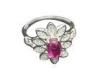 Flower King 925 Sterling Silver Rings With Clear Petal And Red Zircon For Women