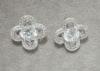 Pave Set Cross Stud Sterling Silver Earrings For Ladies With Clear CZ Flower Heart