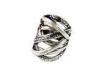 Silver Black Stainless Steel Rings for Men With 2 Tone , Fancy Cute Braided