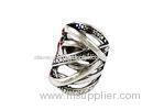 Silver Black Stainless Steel Rings for Men With 2 Tone , Fancy Cute Braided