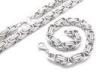 Lobster Claw Clasp Mens Byzantine Stainless Steel Link Chain Necklace Bracelet