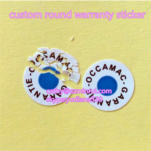 custom small size round warranty adhesive sticker