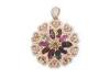 14k Gold Plated Full Love Colorful CZ Flower 925 Sterling Silver Heart Pendant