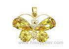 Yellow Zircon Sterling Silver Butterfly Pendant , Handmade 925 Sterling Silver Jewelry