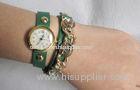 Waterproof Women Wrap Around Wrist Watch PU Strap With Rhinestone