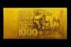 German Marks Gold Banknote 1000 Marks Pure Gold Leaf 999.9 Gold Professional Engaved