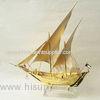 Business gift pure Golden Ship Model with with Zinc alloy / K9 crystal base