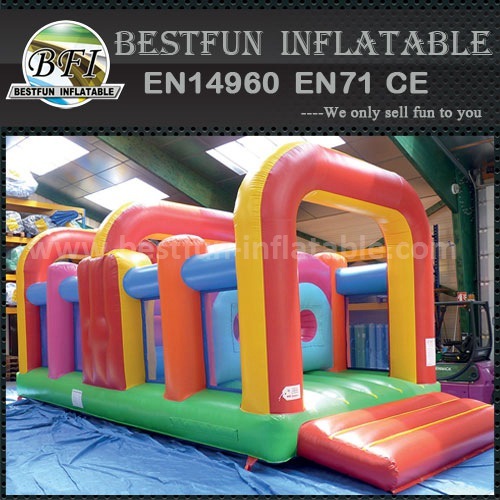 Inflatable duo run challenges obstacle course