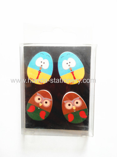 family decoration colorful for children cartoon wooden egg shape  fridge magnet for fridge
