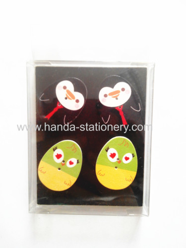 family decoration colorful for children cartoon wooden egg shape  fridge magnet for fridge