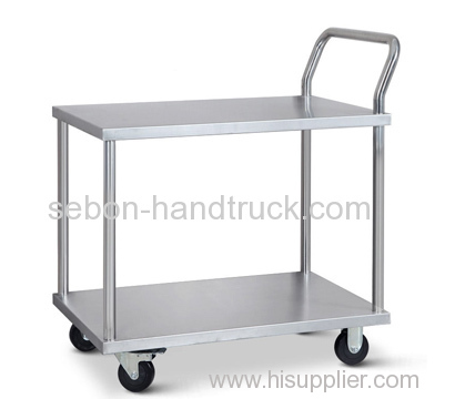 Industrial rolling trolley 2-Shelf stainless steel trolley hand trolley