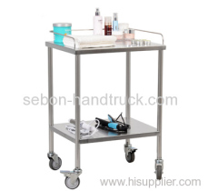 Household kitchen service trolley Stainless steel kitchen storage utility handcart on wheels