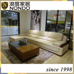 Modern Sectional Genuine Leather Sofa with Chaise Longue