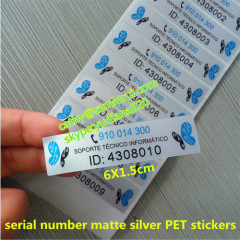 print logo serial number matte silver background water proof vinyl adhesive sticker