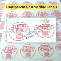 Custom red printing tamper proof clear security warranty seal stickers