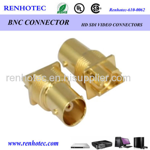 Gold Plated 50ohm 75ohm brass straight BNC solder pcb Connector