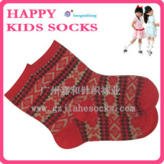 Lovely Jacquard Kniting Cotton Baby Socks With Hand Link