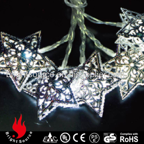 10L silver iron star cold white LED string decorative light