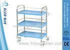 Stainless Pole And ABS Shelves Medical Trolleys With Three Tiers 720 X 480 X 860mm