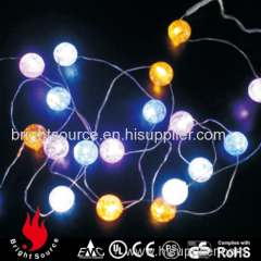 Mini led string lights with multi color ball decorations cold white battery operated