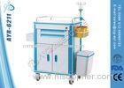 Hospital Plastic Medical Emergency Trolley With Drawers And Defibrillator