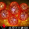 10L red cotton ball warm white LED string decorative lights