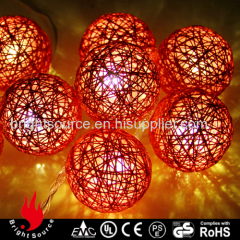 10L red cotton ball warm white LED string decorative lights