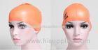 Light Weight Orange University Silicone Swim Caps For Large Heads / Dreadlocks