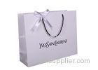 White Baby Shower Paper Bag with Fabric Rope Handles Fancy Design