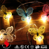 10L multi color butterfly warm white LED string decorative lights