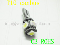 T10 Canbus W5W 194 5050 SMD 5 LED Error Free White Light Bulbs