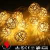 rattan balls white with warm white leds string lights