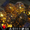 Brown rattan string lights with 10 leds warm white light