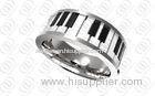 Piano Keyboard Personalized Stainless Steel Rings Men With Two Tones Enamel