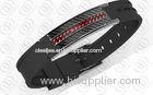 Magnetic Bio Red Carbon Fiber Bracelet PVD IP Black Silicone