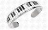 Music Bangle With Enamelled Piano Keyboard , Silver Plated Bangle Bracelet