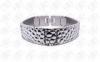 Matte Silver Stainless Steel Bracelets With Crocodile / Alligator Skin Pattern Design