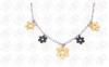 Plum Blossom silver long chain necklaces With Gold and Black