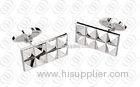 Pineapple Pattern Silver Enamel Cufflinks Full Polished In Rectangle