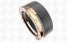 Mens Stainless Steel Engagement Diamond Rings With Black Plated and Rose Gold Accents
